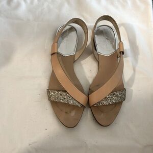 Zara slip on leather glitter sandals